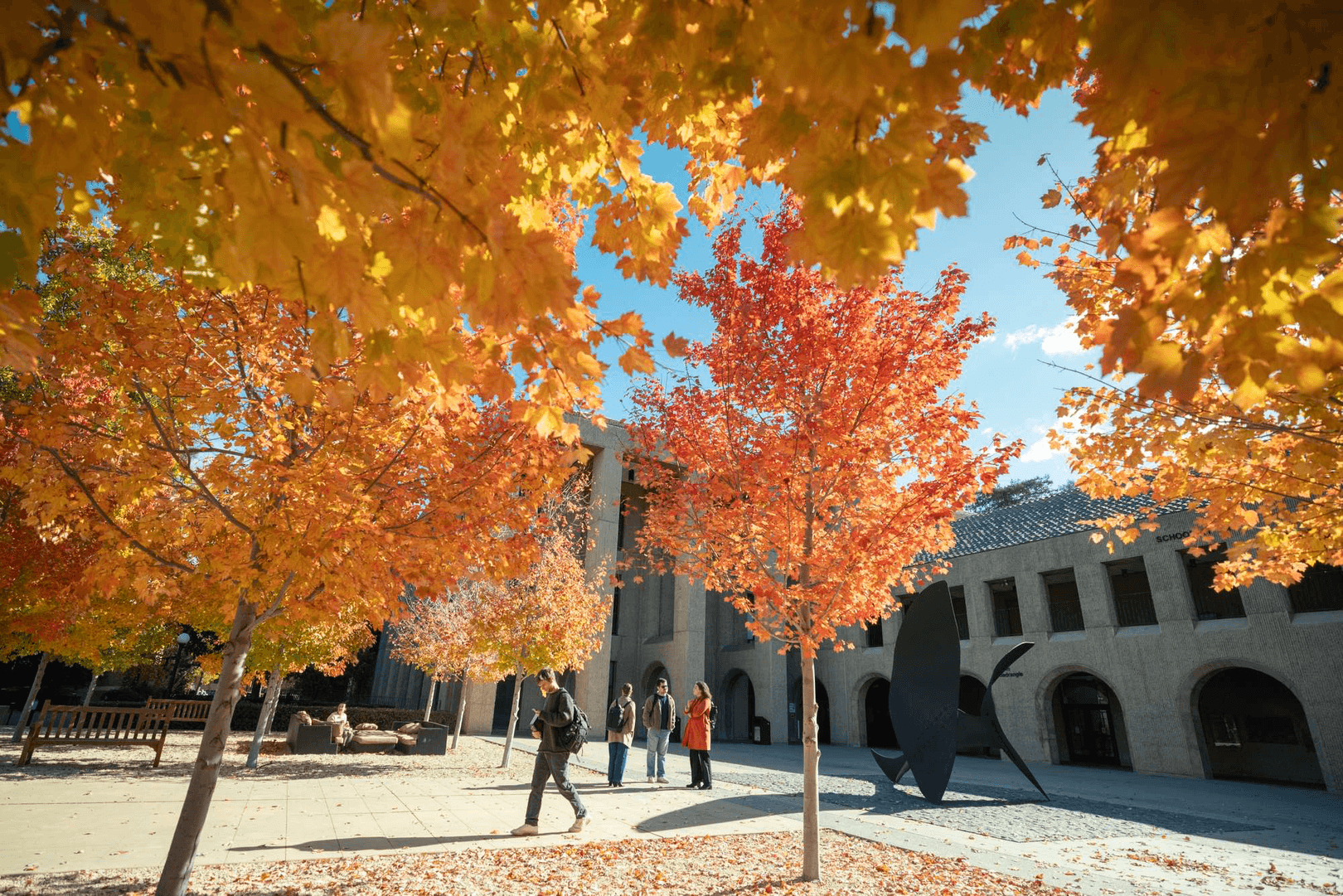 Outdoor lounge blankets and seating at AMU
